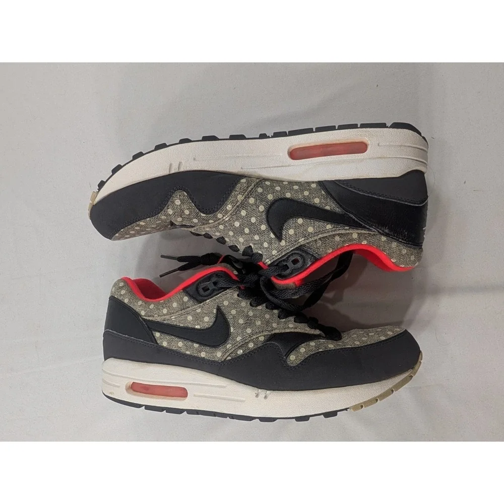 Nike Air Max 1 Shoes Mens Size 9 Black Gray Polka Dot 705282-002 Sneakers